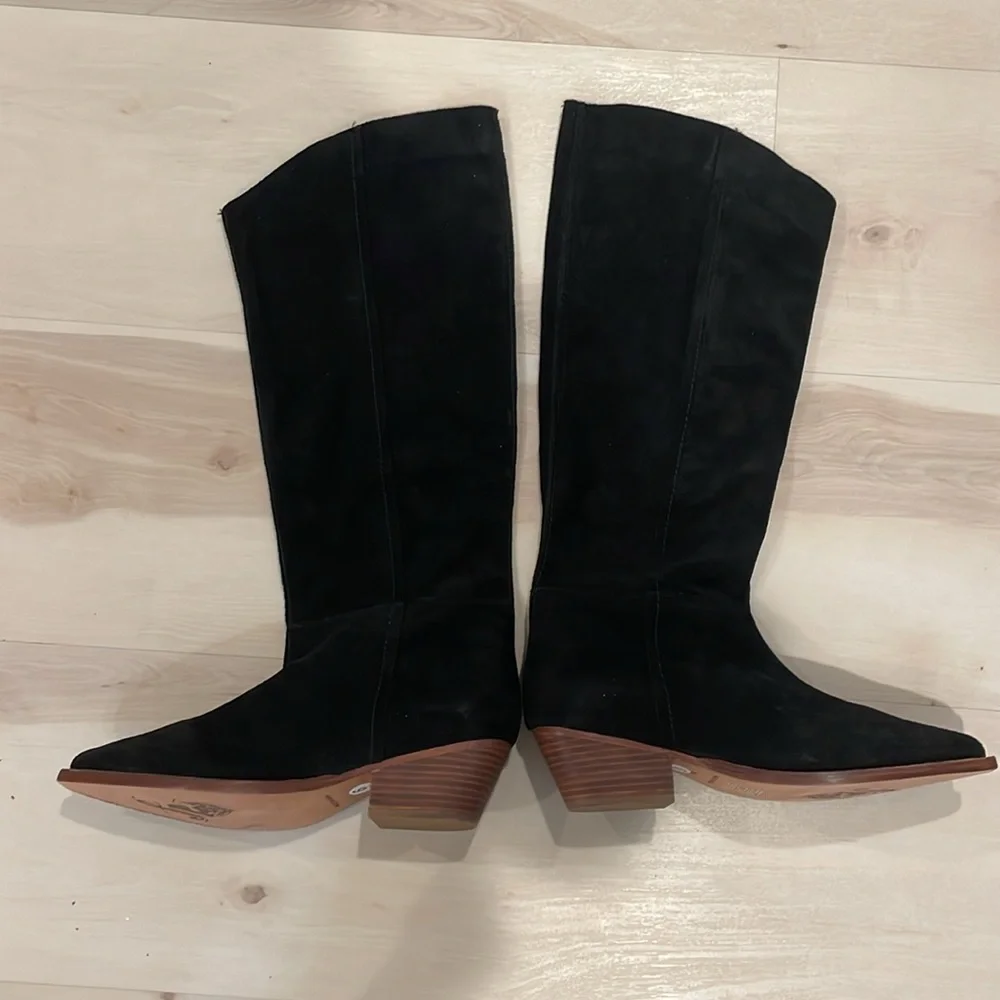 Free People Sway black genuine suede Low western inspired boots new 39 - Picture 6 of 12